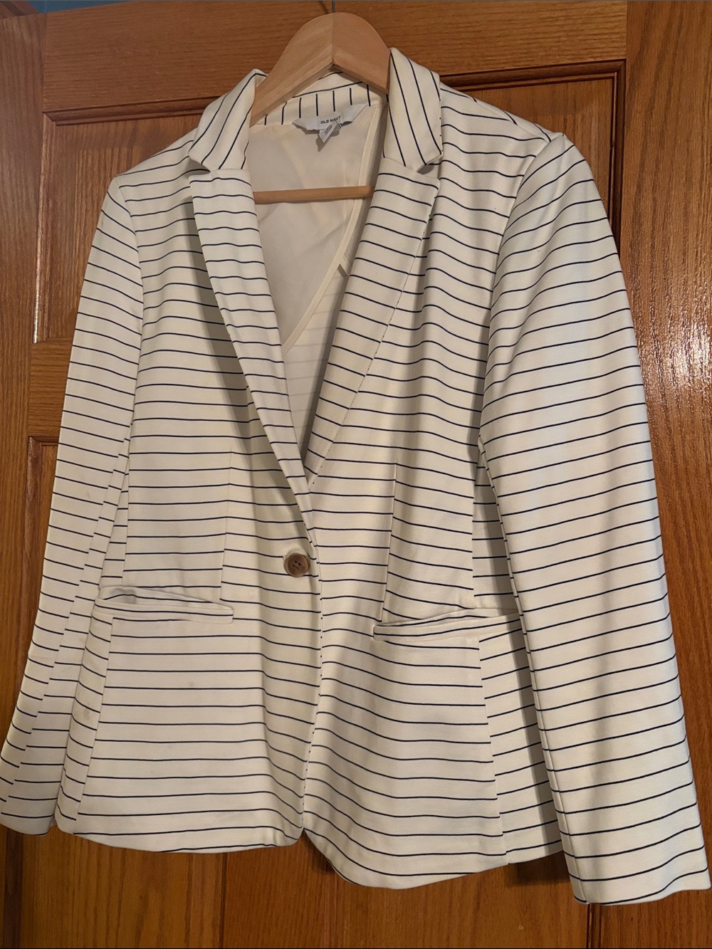 Old Navy White Blazer with Black Pinstripes